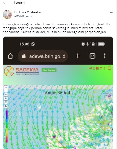 BRIN ungkap musim hujan mengalami perpanjangan